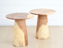 wood pedestal occasional table