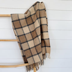plaid throw, brown