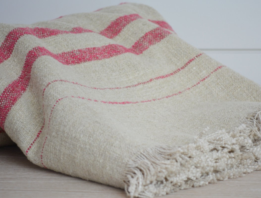 nate stripe natural pink throw