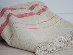 nate natural and pink stripe throw