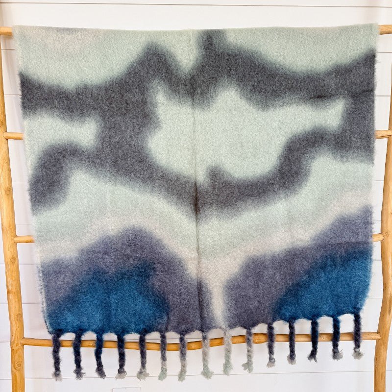 abstract tie dye throw, blue