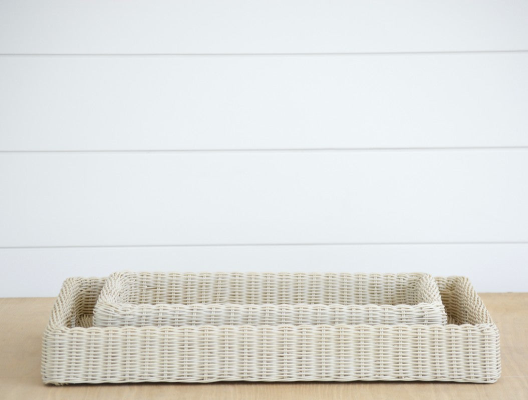 faux wicker trays, set of 2