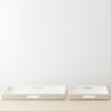 white lacquered trays