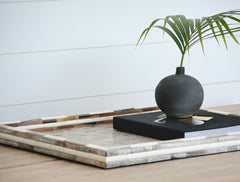 etched stripe horn and bone tray