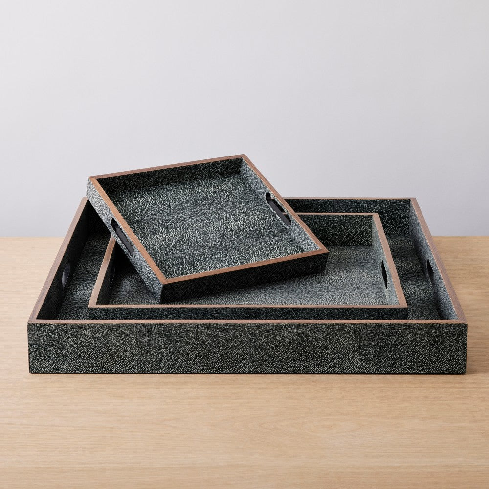 faux shagreen cool gray tray, medium