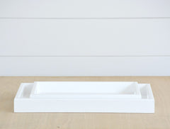white faux linen tray, small