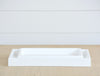 white faux linen tray, small