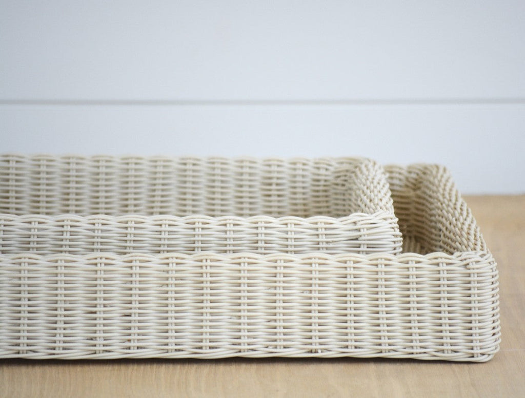 faux wicker tray large