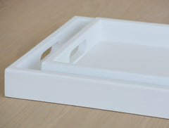 white faux linen tray, small