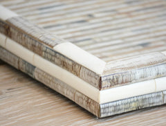 etched stripe horn and bone tray