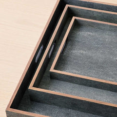 faux shagreen cool gray tray, small