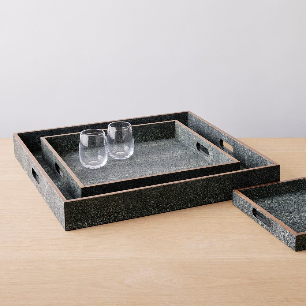 faux shagreen cool gray tray, medium