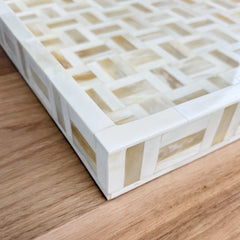 inlaid bone basketweave large tray