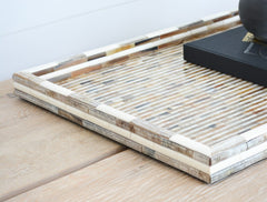 etched stripe horn and bone tray