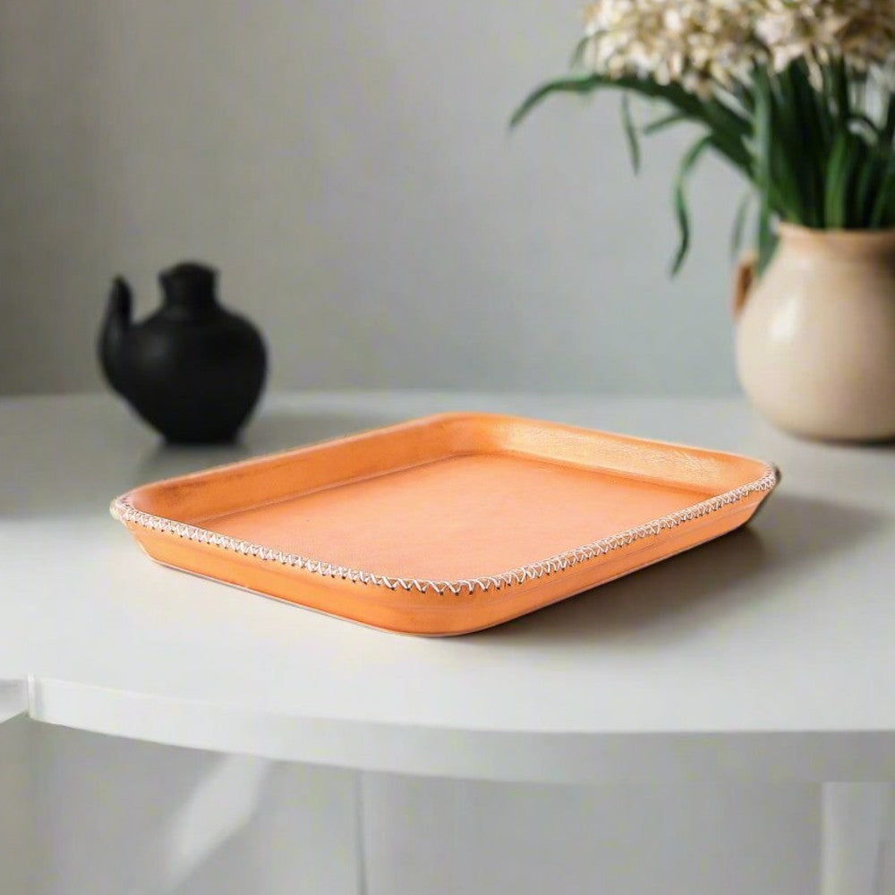 leather wrapped catchall tray