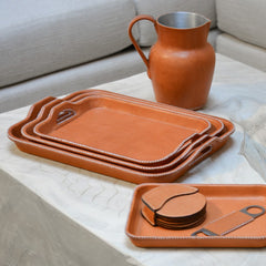 leather wrapped tray, large