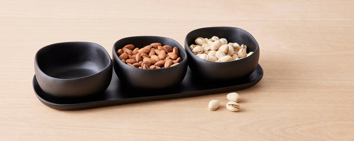 resin trio of bowls, black