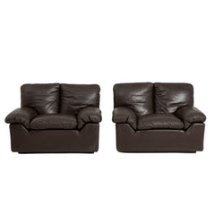 vintage pair of italian leather armchairs