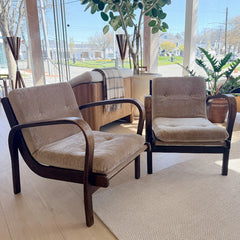 vintage pair of midcentury deco armchairs