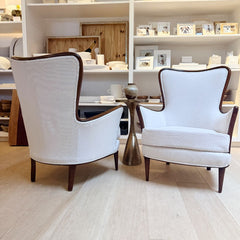 vintage pair of swedish armchairs with walnut frame