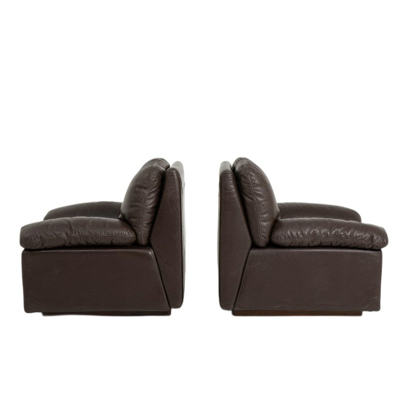 vintage pair of italian leather armchairs
