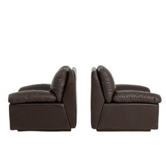 vintage pair of italian leather armchairs