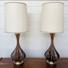 midcentury pair of drip glaze table lamps