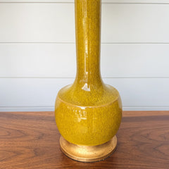pair of vintage chartreuse ceramic lamps