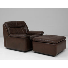 vintage de sede leather armchair with ottoman