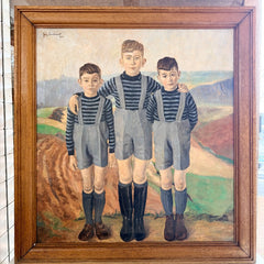 portrait of three boys, oil on canvas