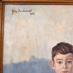 portrait of three boys, oil on canvas