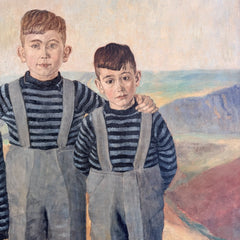 portrait of three boys, oil on canvas