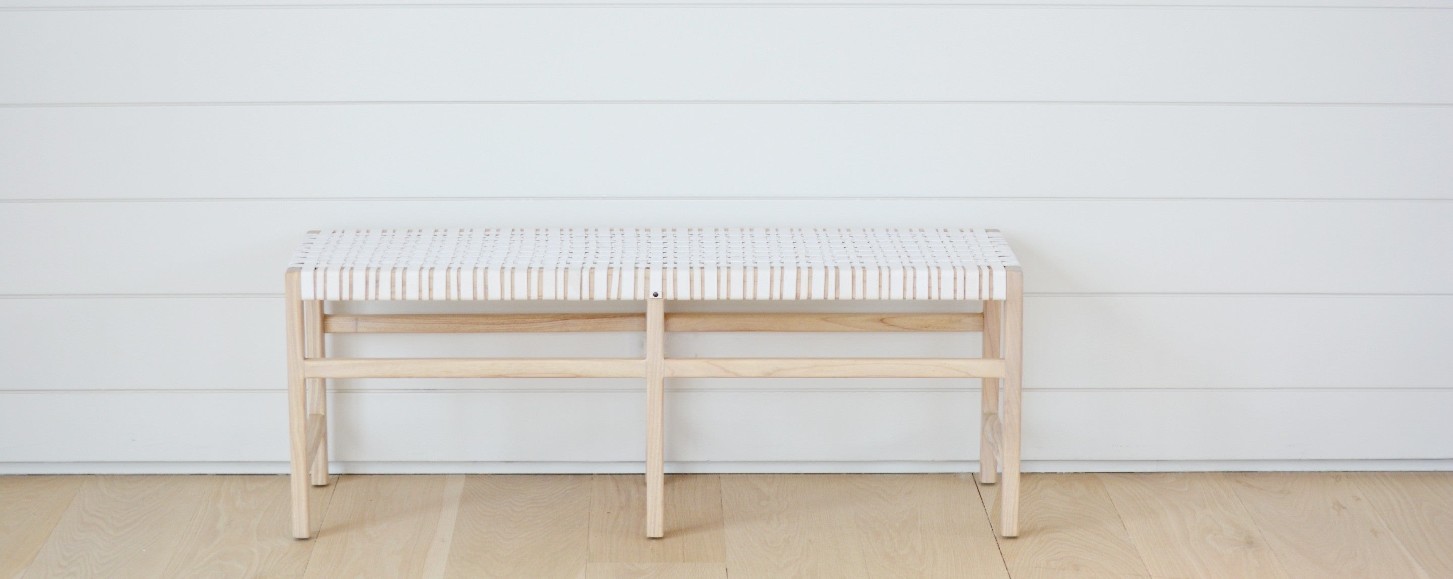 white leather bench - 64"