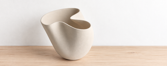 ceramic wavy vase, wide