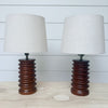 vintage pair of solid walnut table lamps
