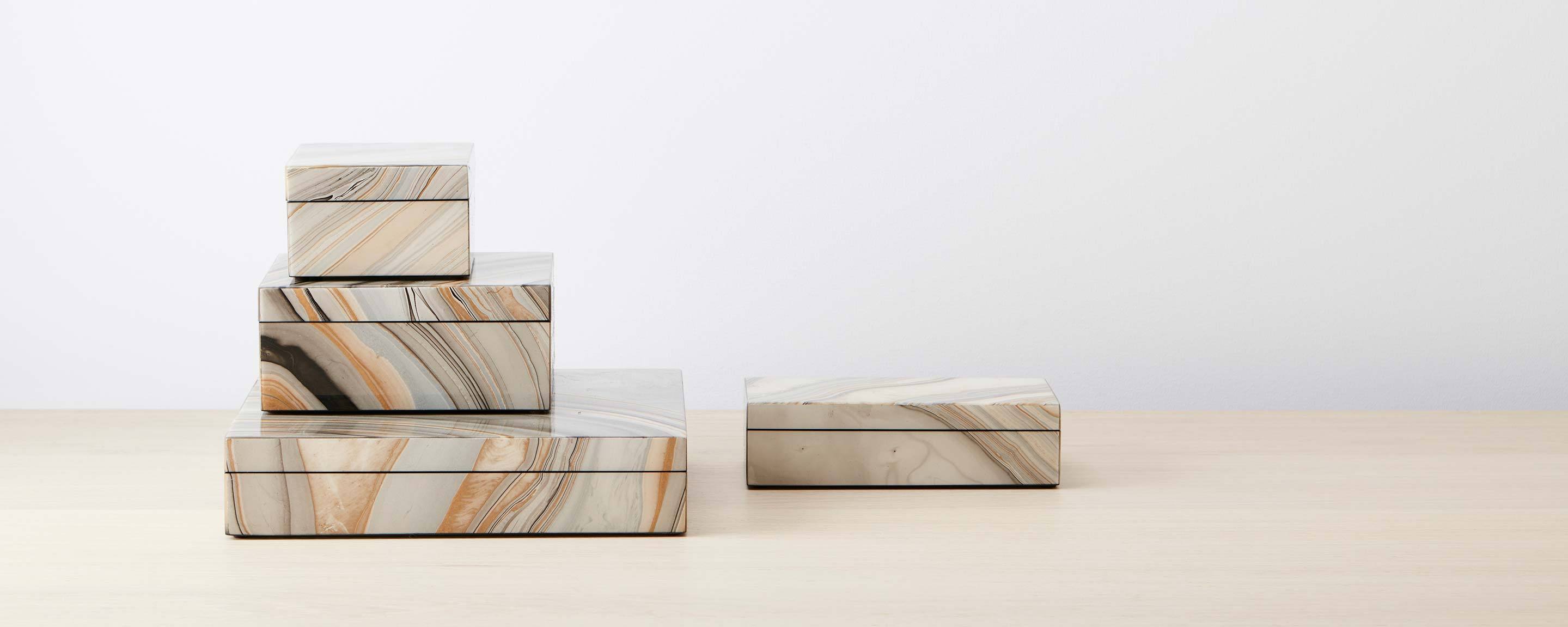 marbleized lacquer boxes