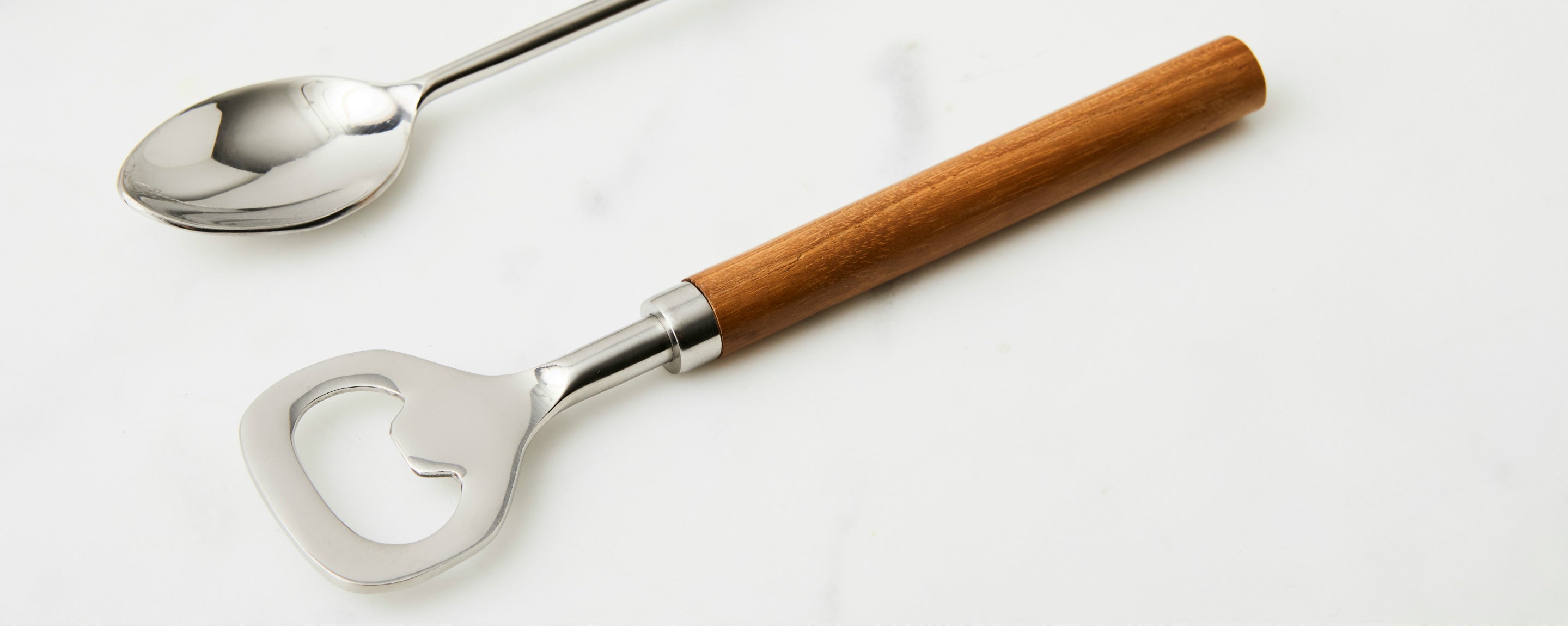 teak and stainless bar tools