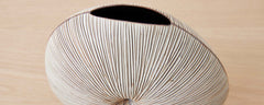 fossil ceramic vase - thin brown and white stripe collection