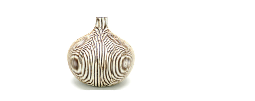 fossil ceramic vase - thin brown and white stripe collection
