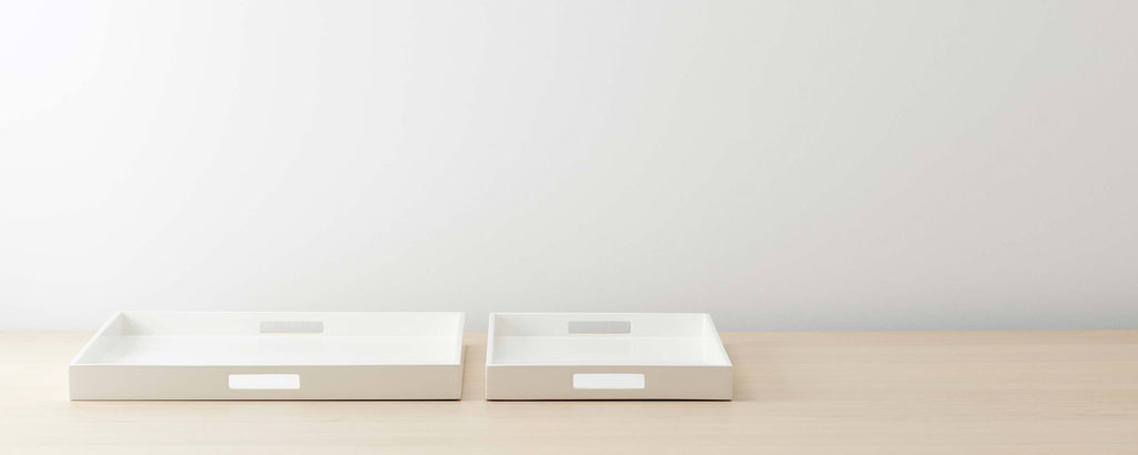 white lacquered trays
