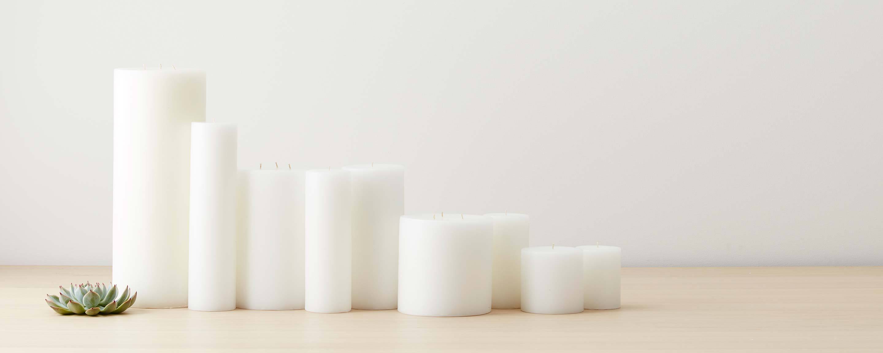 unscented white pillar candles