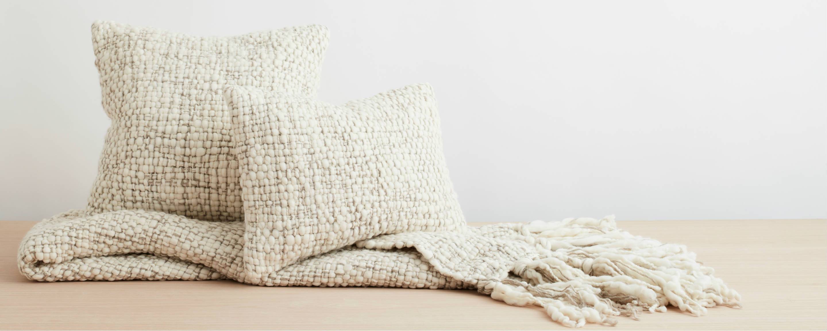 haydee natural and grey pillow collection