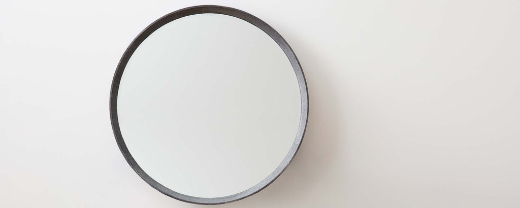 faux shagreen cool gray mirror