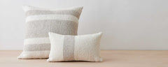 napa grey and ivory stripe pillow
