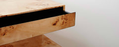 the triple drawer burl lacquered nightstand