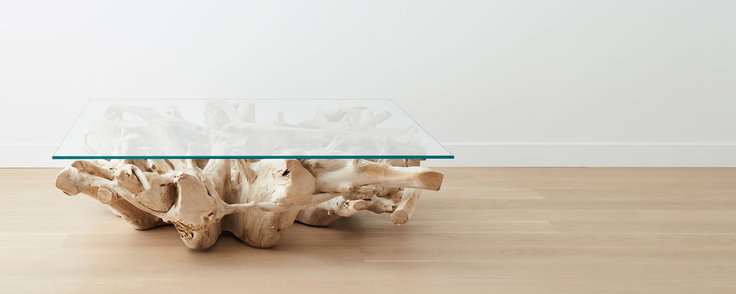 the bleached teak root square coffee tables