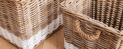 square rattan baskets with stripe collection
