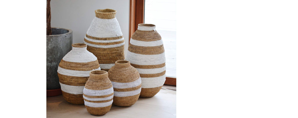 white striped basket collection