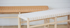 woven leather white bench