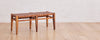 the woven teak and leather bench